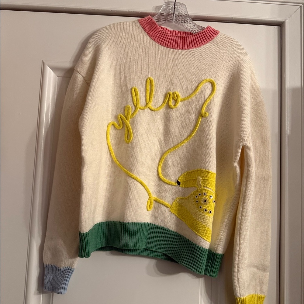 Colorful Women's Sweater with Telephone Design